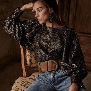 Sèzane Benedicte Blouse Bronze Sequins size 44 NWT